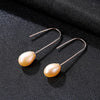 New Fashion Genuine 7-8mm Pearl Hook Earrings For Women 925 Sterling Silver Jewelry White/Pink/Purple Pearls