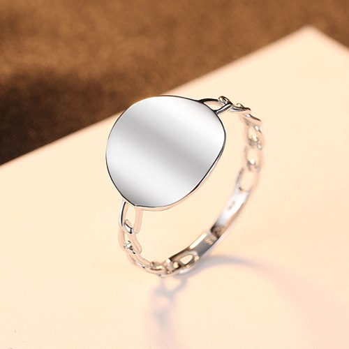 Simple 925 Sterling Silver ring With Circle Silver Shiny Ring Jewelry for Fashion girl Anniversary party Or gift