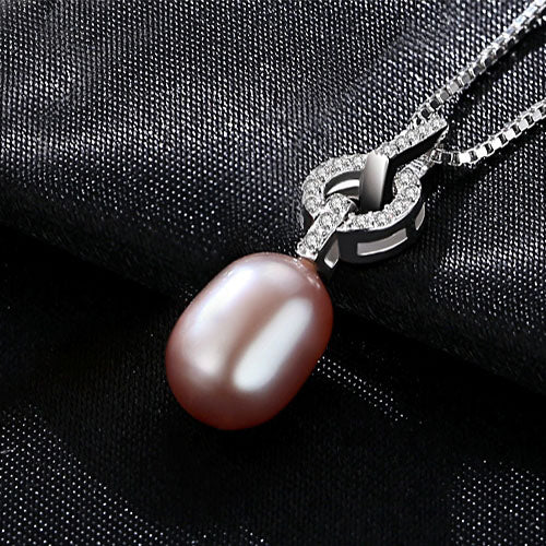 Simple Elegant 925 Sterling Silver Necklace Natural Pearl Pendant 3 Colors Choose for Women Party Jewelry