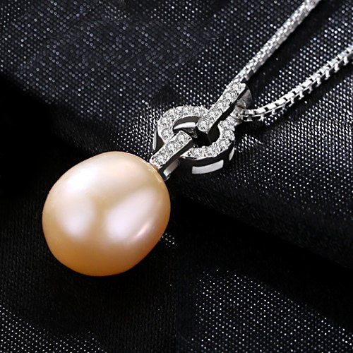 Simple Elegant 925 Sterling Silver Necklace Natural Pearl Pendant 3 Colors Choose for Women Party Jewelry