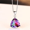 Triangle Oval Rainbow Fire Mystic Topaz Pendant Necklace 925 Sterling Silver Jewelry For Women Anniversary Party Gift