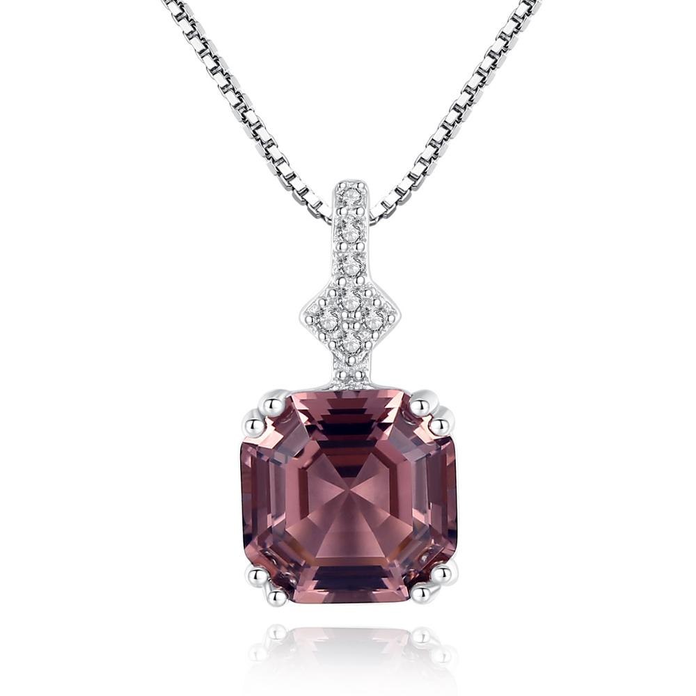 Waved Design Topaz Gemstone Square Shape Pendant Necklace 100% 925 Silver Chain Elegant Fine Jewelry for Women/Girl