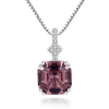 Waved Design Topaz Gemstone Square Shape Pendant Necklace 100% 925 Silver Chain Elegant Fine Jewelry for Women/Girl