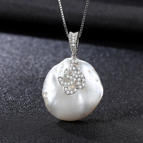 White/Pink Color Large Size Tissue Nucleated Flameball Shape Natural baroque Pearl Pendant 925 Sterling Silver Necklace