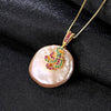 White/Pink Color Large Size Tissue Nucleated Flameball Shape Natural baroque Pearl Pendant 925 Sterling Silver Necklace