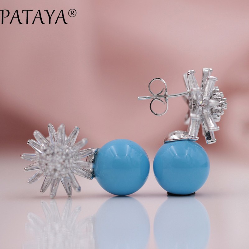 New 585 Rose Gold Two-color Metal Snowball Shell Pearl Stud Earrings Micro-wax Inl Natural Zircon Women Wedding Jewelry
