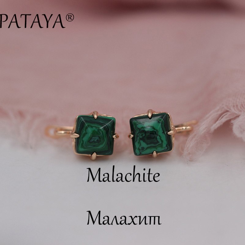 New Arrivals Square Stripe Onyx Natural Stone Earrings 585 Rose Gold Dangle Earring Women India Jewelry RU Hot Multicolor