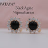 New Arrivals Women Multicolor India Wedding Jewelry Sunflower Onyx Natural Stone Earrings 585 Rose Gold Dangle Earrings
