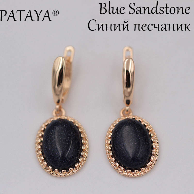 New High Quality Natural Stone Onyx Earrings Women Wedding Ethnic Jewelry 585 Rose Gold Original Design Dangle Earrings