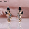 New Rose Flower Earring Women Fashion Original Noble Cute Jewelry 585 Rose Gold Water Drop Cubic Zircon Dangle Earrings