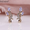 New Rose Flower Earring Women Fashion Original Noble Cute Jewelry 585 Rose Gold Water Drop Cubic Zircon Dangle Earrings