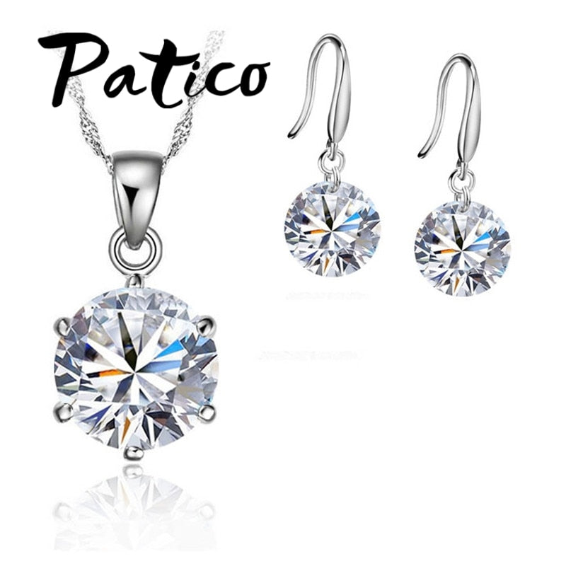 925 Sterling Silver Colorful Beautiful Sweet And Lovely Style Necklace Earrings Set Surprise Gift For Women Lady