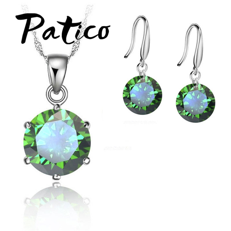 925 Sterling Silver Colorful Beautiful Sweet And Lovely Style Necklace Earrings Set Surprise Gift For Women Lady