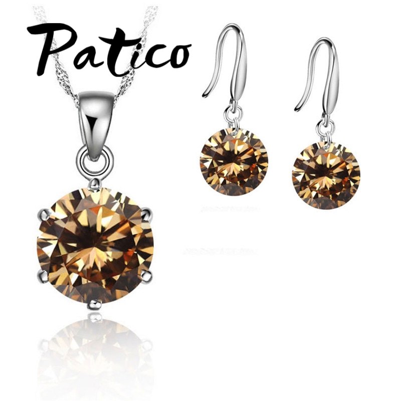 925 Sterling Silver Colorful Beautiful Sweet And Lovely Style Necklace Earrings Set Surprise Gift For Women Lady