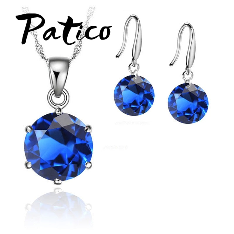 925 Sterling Silver Colorful Beautiful Sweet And Lovely Style Necklace Earrings Set Surprise Gift For Women Lady