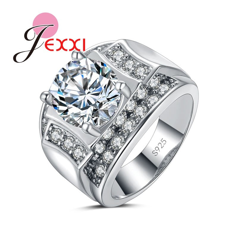 Fashion Brand Design Stamped 925 Silver Rings For Women And Men AAA Austrian Crystal Finger Ring Bands Style Ring Jewelry