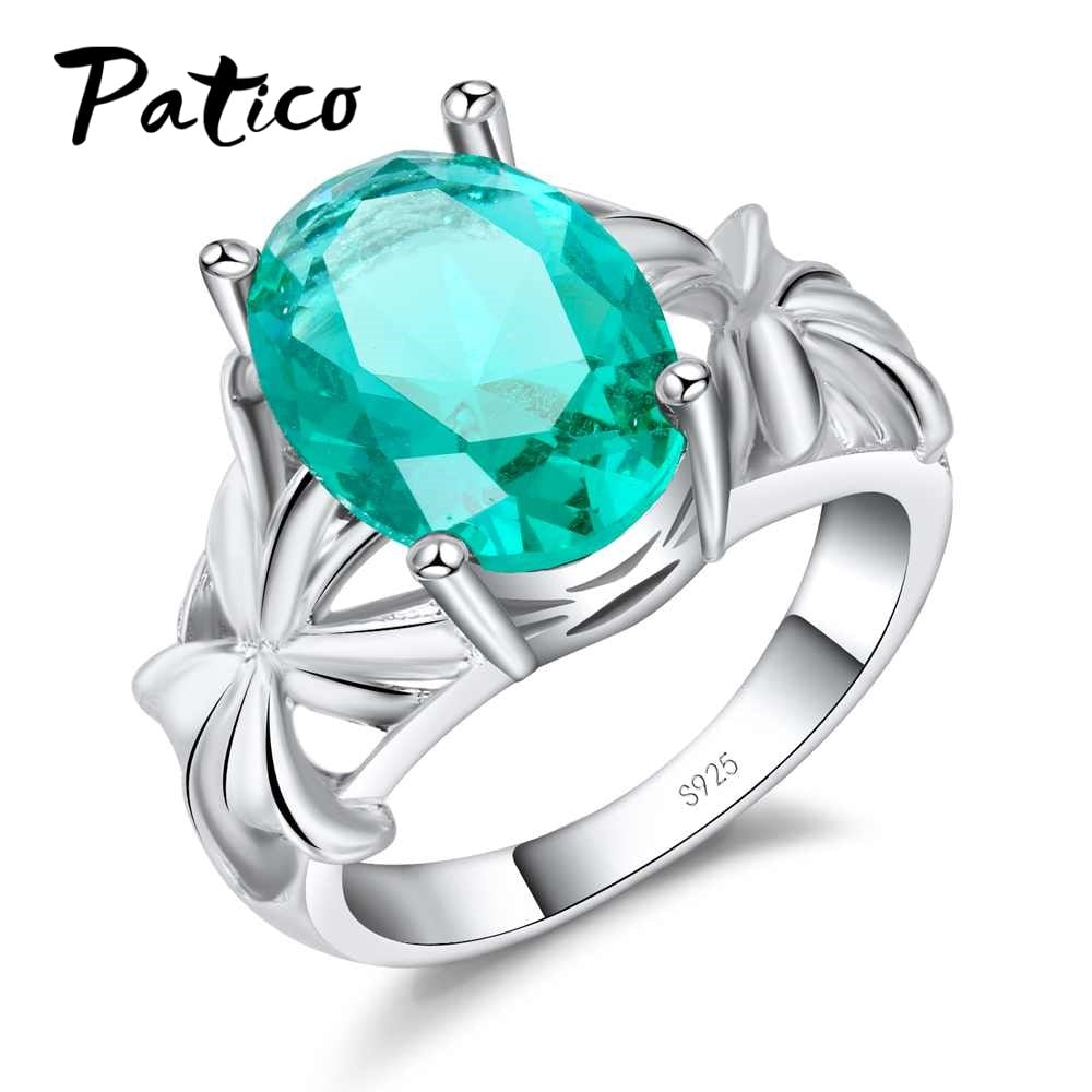 Fashion Design 925 Sterling Silver Rings Green Color Cubic Zirconia Women Fine Jewelry Romance For Engagement Girl Gift
