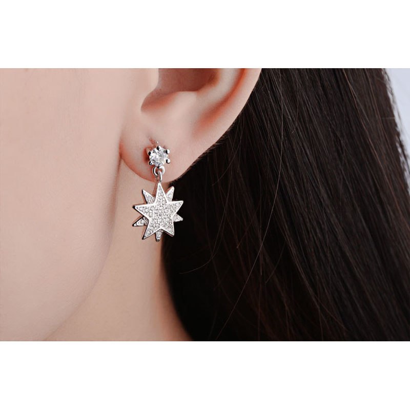 Luxury Earrings for Women Girl's Gift Real Pure 925 Sterling Silver with AAA Swiss Crystal Zircon Stone Party Jewelry