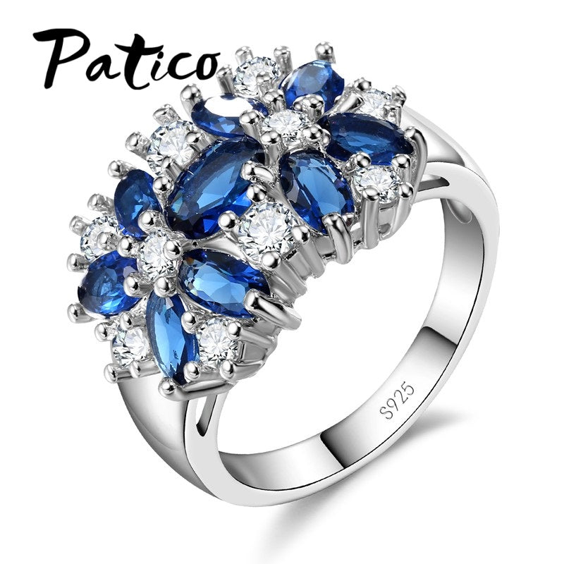 Pure 925 Sterling Silver Sparkling Rings for Women Girls Brilliant CZ Crystal Wedding Engagement Jewelry Summer Sale