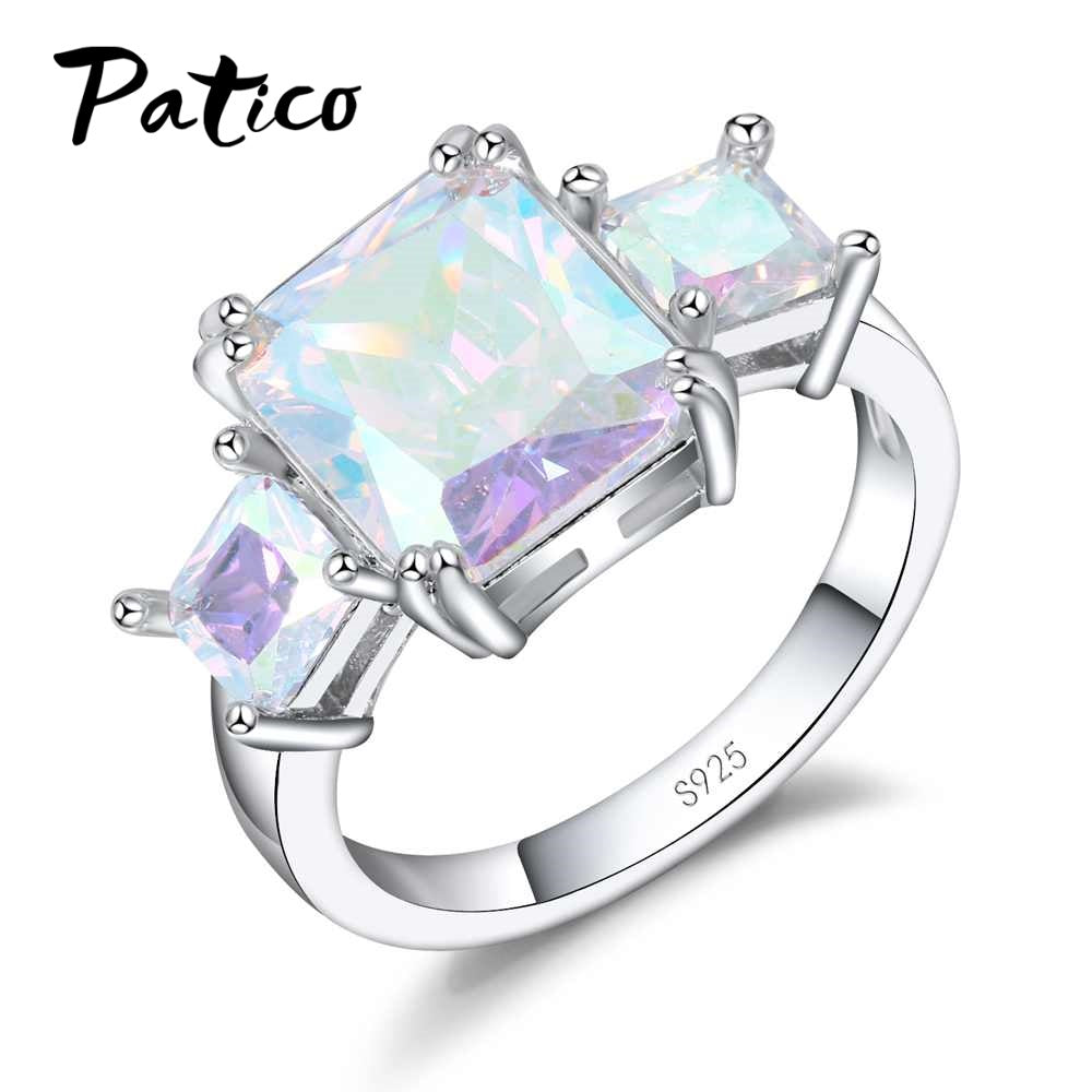 Trendy New Design 925 Sterling Silver Rings Mosaic Three Magnificent Cubic Zirconia Fine Women Jewelry For Wedding