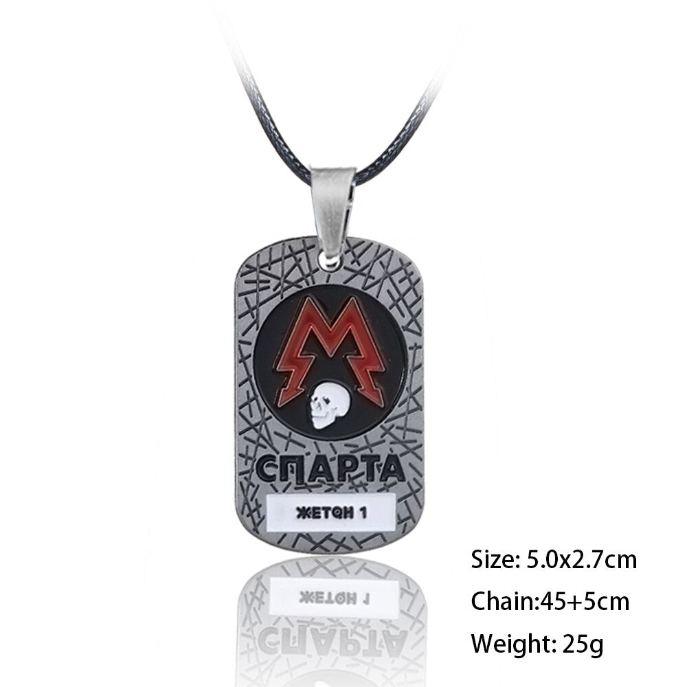 PC Game Metro Exodus 2033 Necklace Dog Tag Pendant Leather Metal Chain Men Necklaces Charm Gifts for Kids Games Jewelry