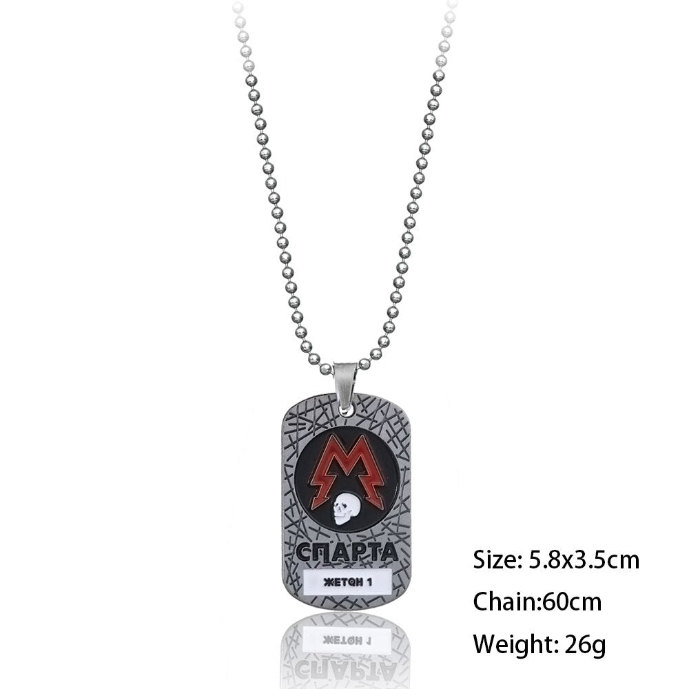 PC Game Metro Exodus 2033 Necklace Dog Tag Pendant Leather Metal Chain Men Necklaces Charm Gifts for Kids Games Jewelry
