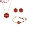 PDLL Jewelry  SWA 1:1 Charm Simple Red Flower Clover Pendant Necklace Year Gift Gift for Girlfriend