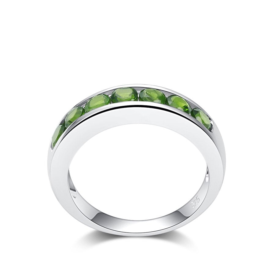 Natural Gemstone 3.5mm 1.43cts Round Shape Chrome Diopside Sterling Silver 925 Ring