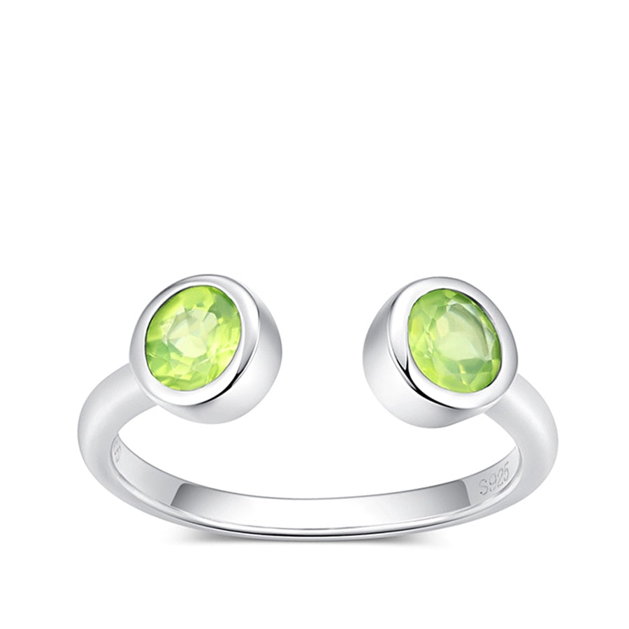 Natural Gemstone 5mm 1.09cts Round Shape Manchurian Peridot 925 Sterling Silver Ring