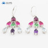 Natural Gemstone A Variety Of Pear Shaped Crystal 925 Sterling Silver Earring