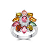 Nature Gemstone Tourmaline 925 Sterling Silver Woman Ring for Gift
