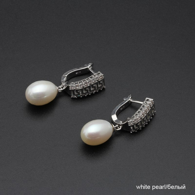 PNew natural black pearl earrings for women long earrings Fine pearl Jewelry earrings gift box