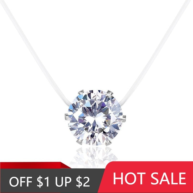 POPACC Popular Zircon Pendant Necklace Translucent Clavicle Chain Jewelry Gift For Women