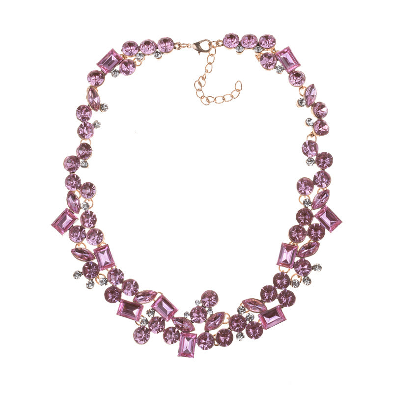 PPG&PGG 2020 New Design Pink Rhinestone Fashion Women Bijoux Crystal Choker Statement Necklaces Lady Party Jewelry