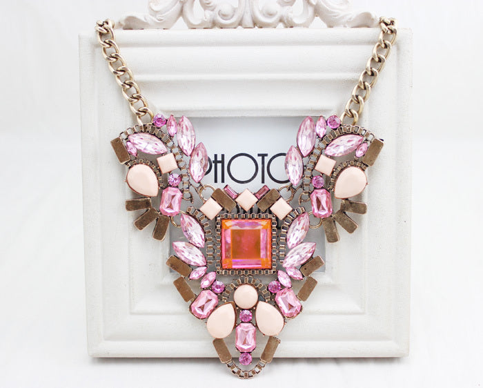 PPG&PGG Gorgeous Brand Vintage Rhinestone Choker Statement Purple Crystal Bib Necklaces