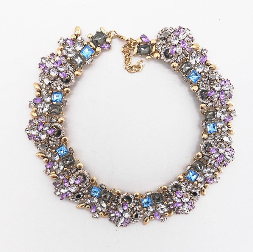 PPG&PGG Luxury Brand Bijoux Rhinestone Choker Collar Maxi Necklace Full Crystal Chocker Statement Jewelry For Women
