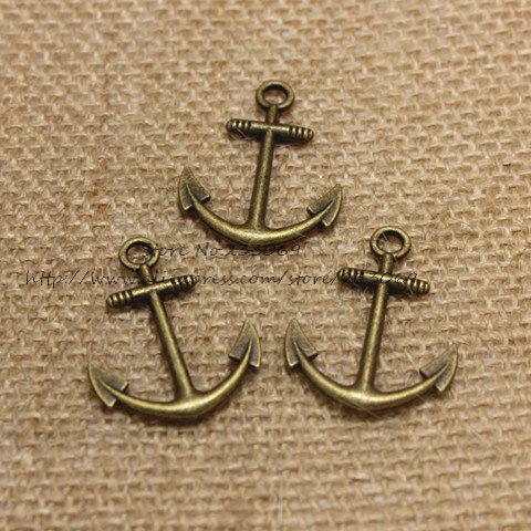 30pcs/lot 25*32mm Three color Vintage Metal Alloy Nautical Anchor Charms Jewelry Anchor Pendants T0329