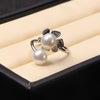 PUNK Bohemia Pearl Ring Flower Double Pearl Ring Trendy Natural Pearl Adjustable Charms Women's Flower Jewelry Wedding Gift