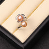 PUNK Bohemia Pearl Ring Flower Double Pearl Ring Trendy Natural Pearl Adjustable Charms Women's Flower Jewelry Wedding Gift