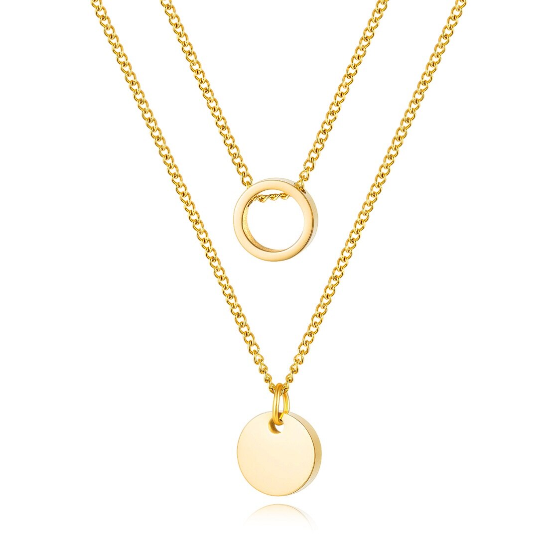 Pack of 2 Beautiful Girls Child Women Chokers Necklaces & Pendant Gold Color Stainless Steel jewelry