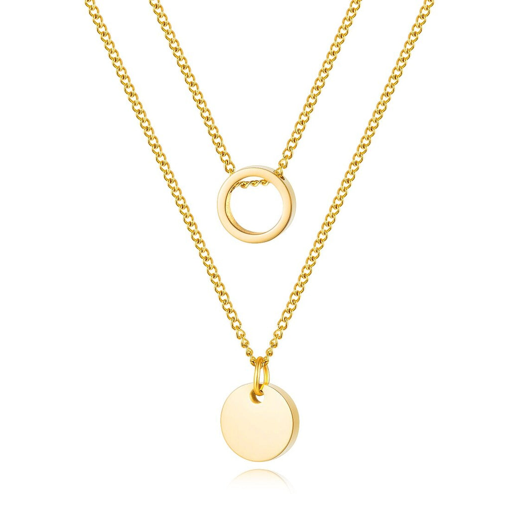 Pack of 2 Beautiful Girls Child Women Chokers Necklaces & Pendant Gold Color Stainless Steel jewelry