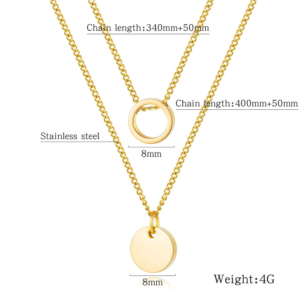 Pack of 2 Beautiful Girls Child Women Chokers Necklaces & Pendant Gold Color Stainless Steel jewelry