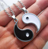 Paired Pendants Necklace For Couples BFF Tai Chi Yin Yang  Leather Chain White Black Friendship Couples Necklaces Jewelry