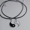 Paired Pendants Necklace For Couples BFF Tai Chi Yin Yang  Leather Chain White Black Friendship Couples Necklaces Jewelry