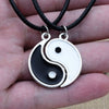 Paired Pendants Necklace For Couples BFF Tai Chi Yin Yang  Leather Chain White Black Friendship Couples Necklaces Jewelry