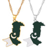 Pakistan Map & Flag Pendant Necklaces Gold Silver Plated Water Wave Chain Metal Necklace Choker Pakistani Ethnic Jewelry