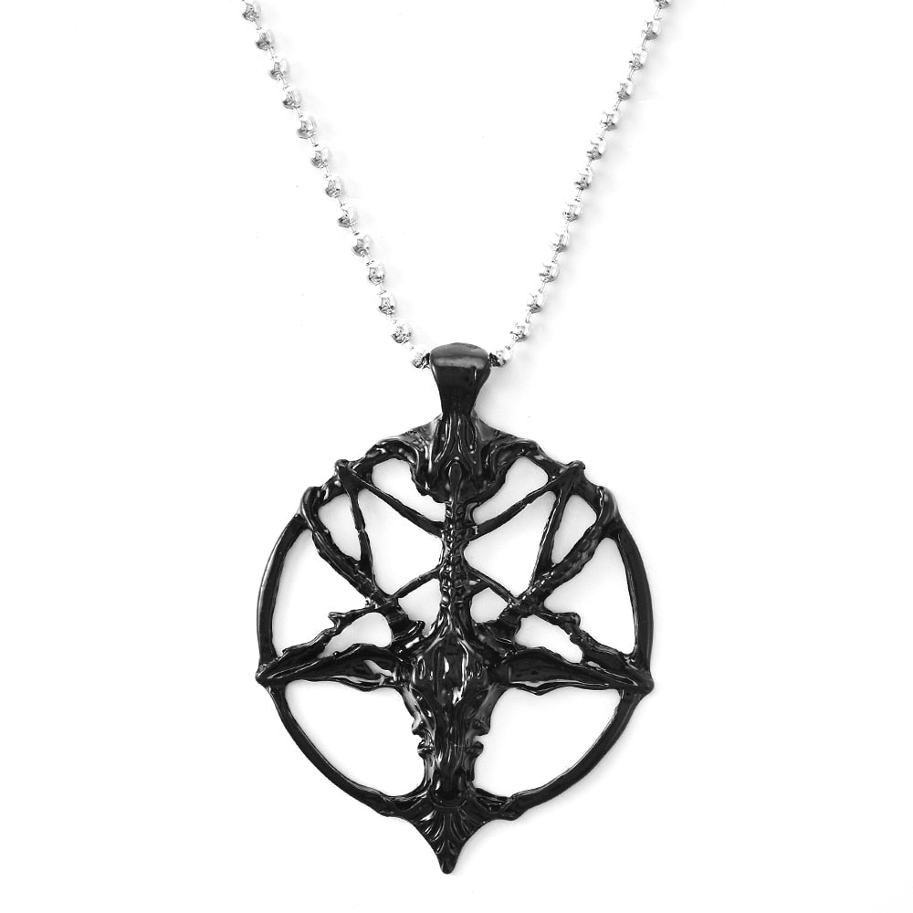 Pan God Skull Necklace  Vintage Women Men Pentagram Goat Head Pendant Chain Unisex Luck Alloy Retro Necklace Jewelry
