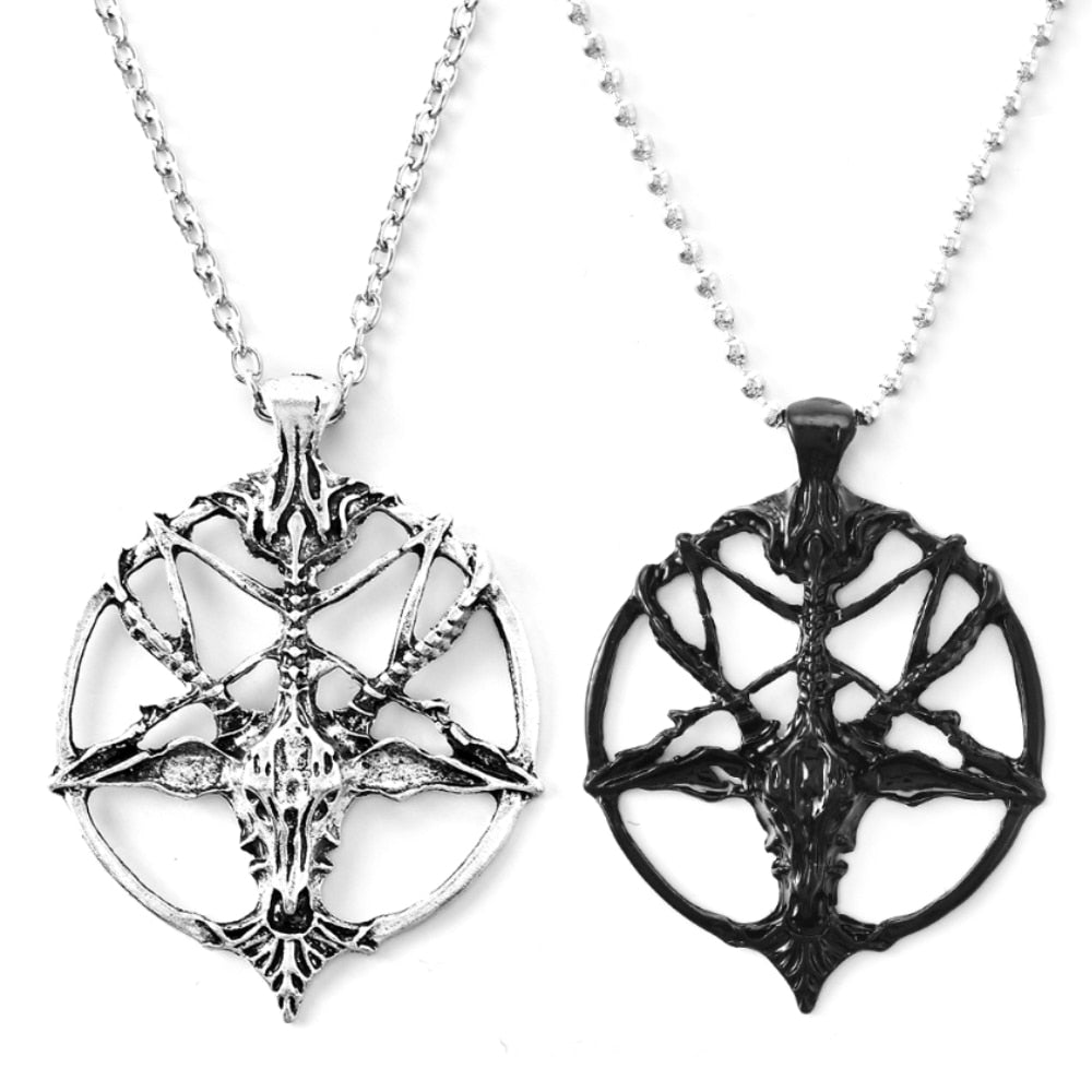 Pan God Skull Necklace  Vintage Women Men Pentagram Goat Head Pendant Chain Unisex Luck Alloy Retro Necklace Jewelry