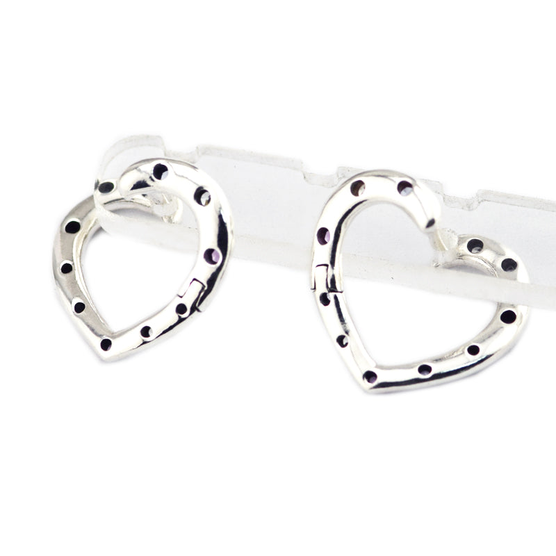 Bright Heart Hoop Earrings 925 Sterling Silver Jewelry Annivers Gift Spring Earring for Women Make Up