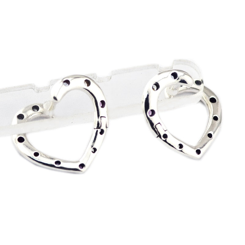 Bright Heart Hoop Earrings Woman Jewelry Making 925 Sterling Silver Hoop Earrings for Woman Fashion Jewelry